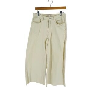 Current/Elliott Wide Leg Crop Raw Hem Denim Jeans Limestone Size 30 Chic Scandi